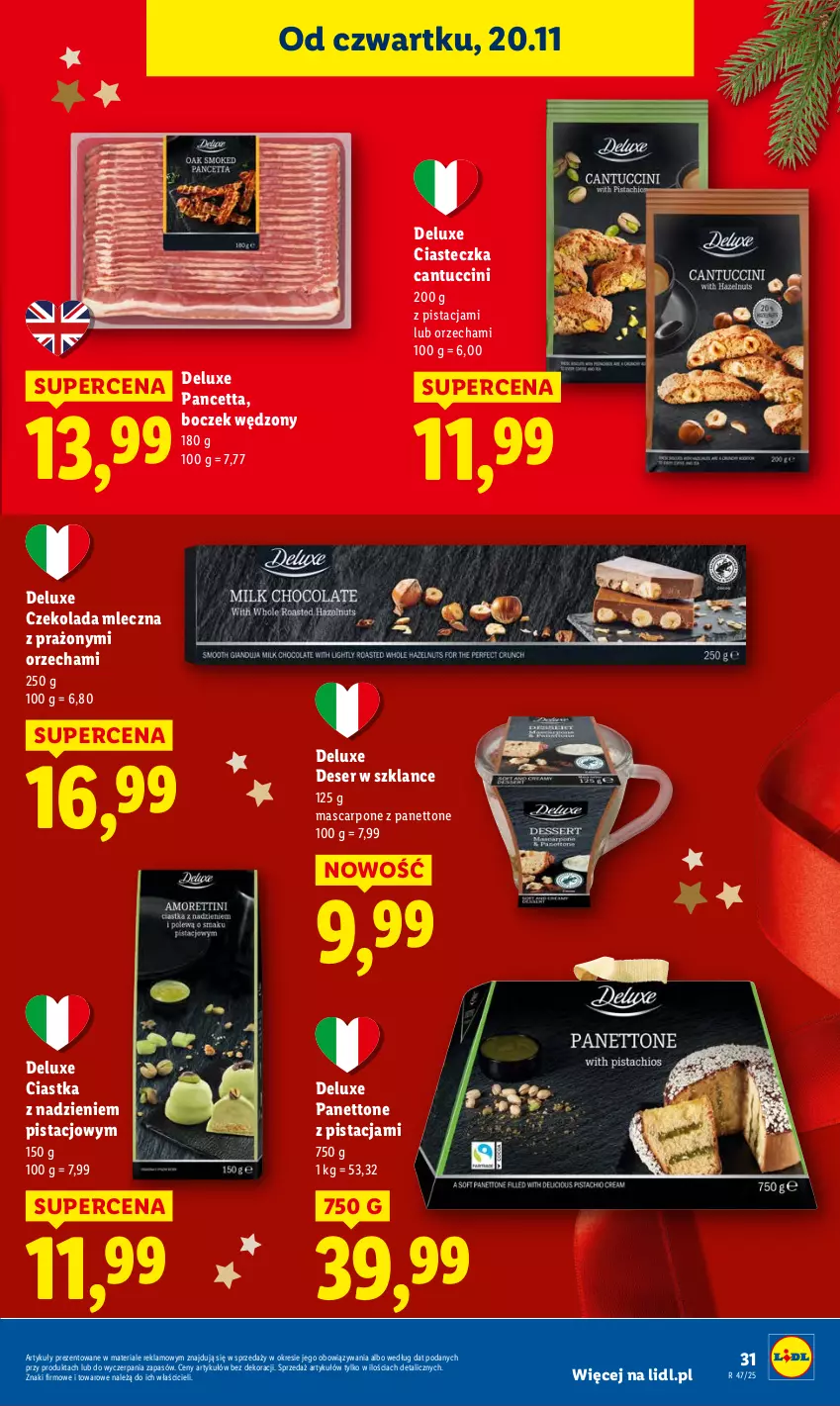 Gazetka promocyjna Lidl - GAZETKA - ważna 20.11 do 22.11.2025 - strona 33 - produkty: Boczek, Ciastka, Czekolada, Czekolada mleczna, Deser, Mascarpone, Ser