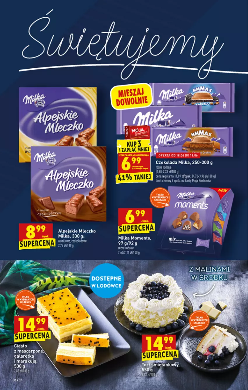 Gazetka promocyjna Biedronka - W tym tygodniu PN - ważna 17.06 do 23.06.2021 - strona 36 - produkty: Czekolada, Gala, Mascarpone, Milka, Mleczko