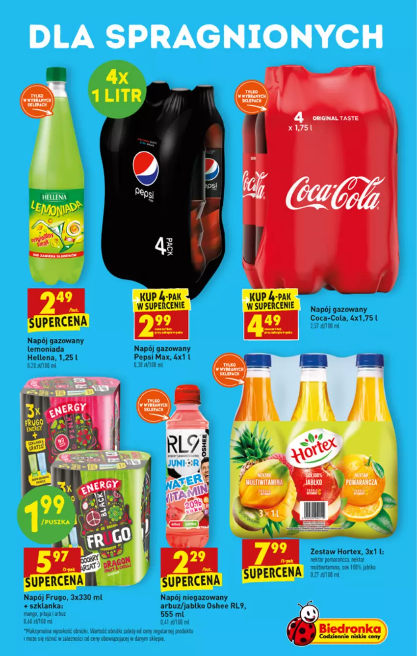 Gazetka promocyjna Biedronka - W tym tygodniu PN - ważna 17.06 do 23.06.2021 - strona 39 - produkty: Arbuz, Coca-Cola, Dron, Gin, Hellena, Hortex, HP, Mango, Napój, Napój gazowany, Napój niegazowany, Oshee, Pepsi, Pepsi max, Sok, Szklanka