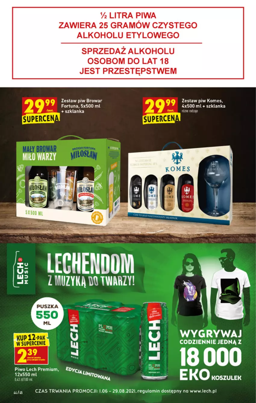 Gazetka promocyjna Biedronka - W tym tygodniu PN - ważna 17.06 do 23.06.2021 - strona 44 - produkty: Fortuna, Gra, Gry, Kosz, Lech Premium, Piwa, Piwo, Szklanka