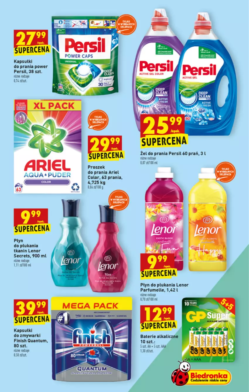 Gazetka promocyjna Biedronka - W tym tygodniu PN - ważna 17.06 do 23.06.2021 - strona 51 - produkty: Ariel, Baterie alkaliczne, Finish, Kapsułki do prania, Lenor, Persil, Płyn do płukania, Proszek do prania, Puder