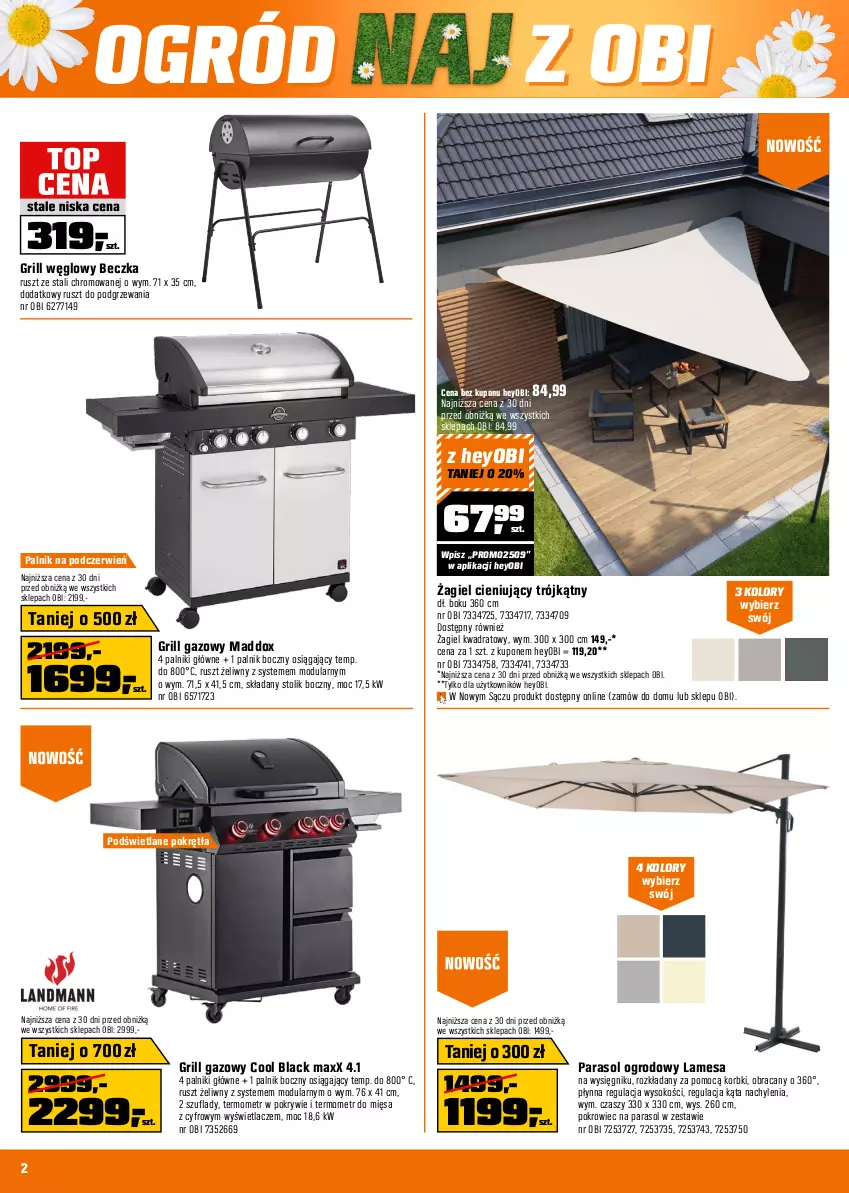 Gazetka promocyjna Obi - Gazetka OBI - ważna 21.05 do 03.06.2025 - strona 2 - produkty: Avent, Grill, Grill gazowy, Lack, Markiza, Ogród, Parasol, Pokrowiec, Por, Sok, Stolik, Szyna, Szyny, Termometr, Zasłona