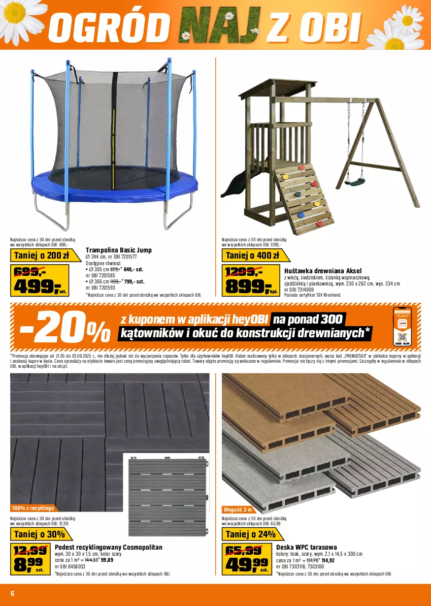 Gazetka promocyjna Obi - Gazetka OBI - ważna 21.05 do 03.06.2025 - strona 6 - produkty: Huśtawka, Kosiarka, Kosz, Mop, Ogród, Pokrywa, Sok, Wózek