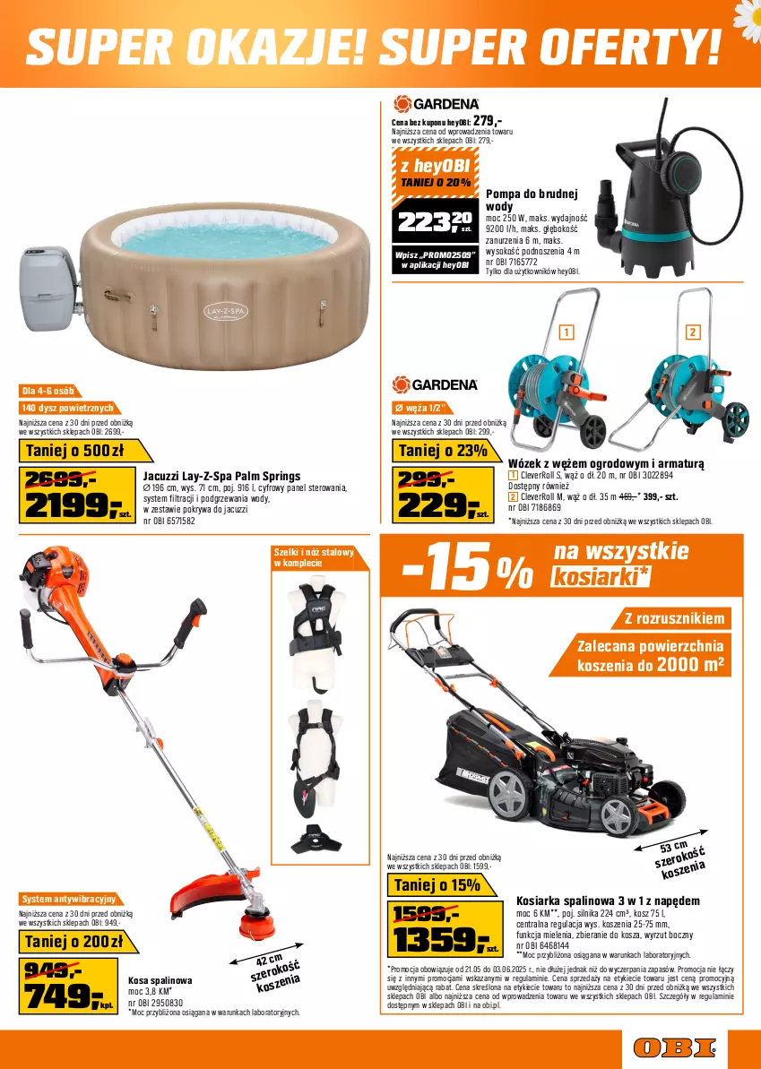 Gazetka promocyjna Obi - Gazetka OBI - ważna 21.05 do 03.06.2025 - strona 7 - produkty: Huśtawka, Kosiarka, Kosz, Mop, Ogród, Pokrywa, Sok, Wózek