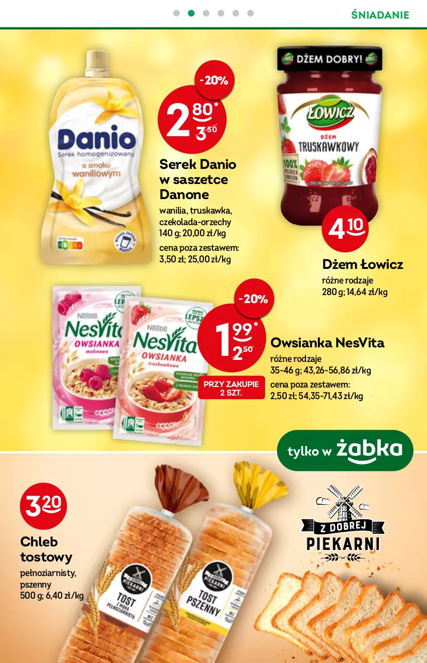 Gazetka promocyjna Żabka - ważna 22.12.2021 do 04.01.2022 - strona 38 - produkty: Chleb, Chleb tostowy, Czekolada, Danio, Danone, Dżem, Owsianka, Ser, Serek