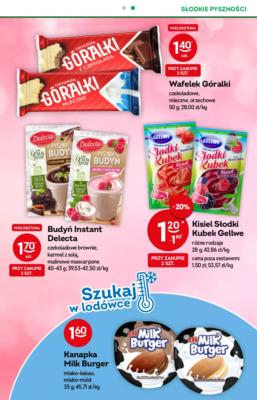 Gazetka promocyjna Żabka - ważna 22.12.2021 do 04.01.2022 - strona 47 - produkty: Brownie, Budyń, Burger, Delecta, Góralki, Kakao, Kisiel, Kubek, Mascarpone, Miód, Mleko, Wafelek