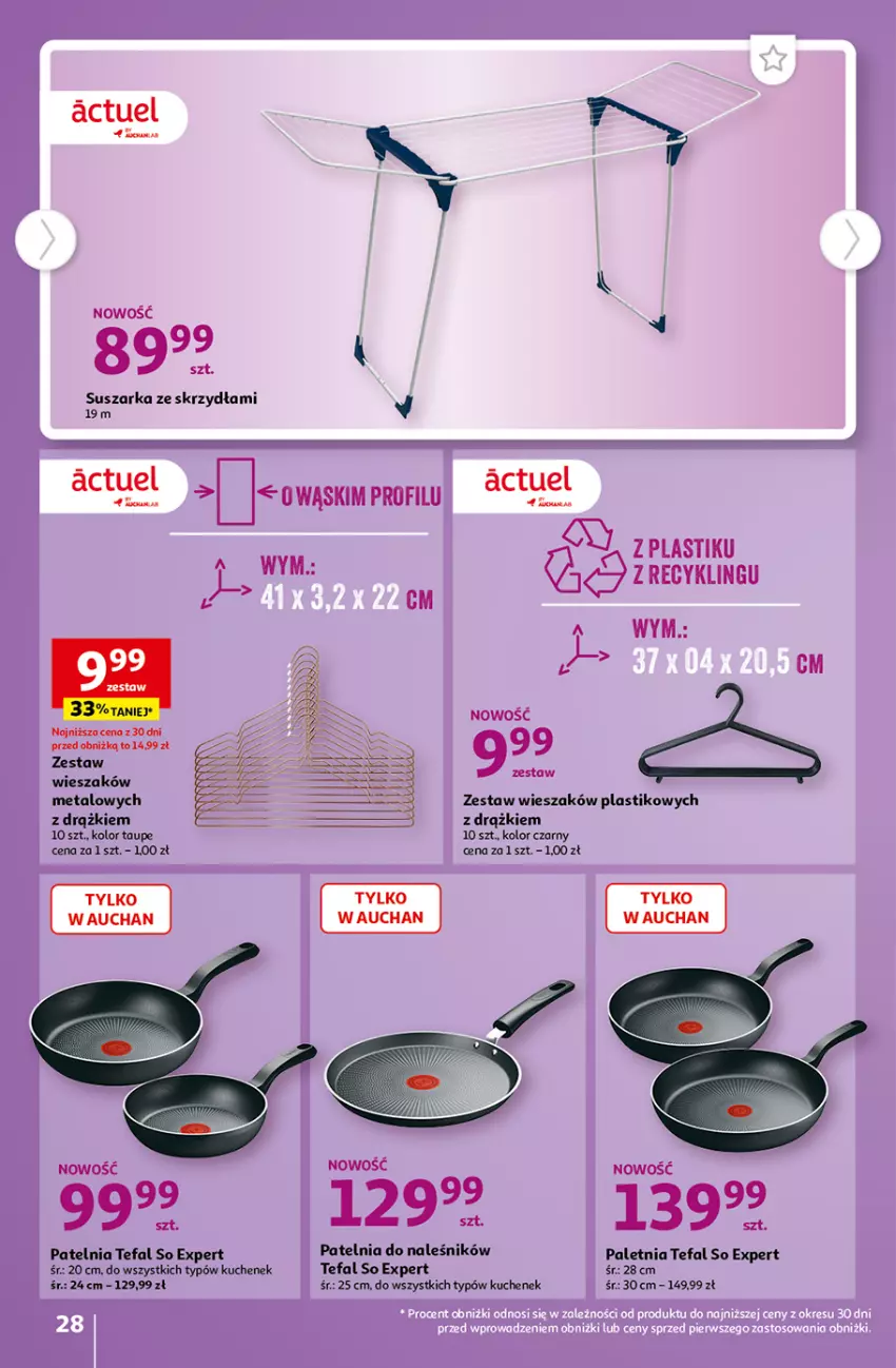 Gazetka promocyjna Auchan - Gazetka Tanie Zakupy Hipermarket Auchan - ważna 03.08 do 09.08.2023 - strona 28 - produkty: Fa, Patelnia, Tefal, Wieszak