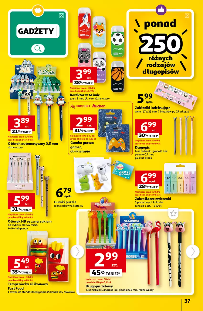 Gazetka promocyjna Auchan - Gazetka Tanie Zakupy Hipermarket Auchan - ważna 03.08 do 09.08.2023 - strona 37 - produkty: Długopis, Fa, Gra, Królik, Puzzle, Tusz