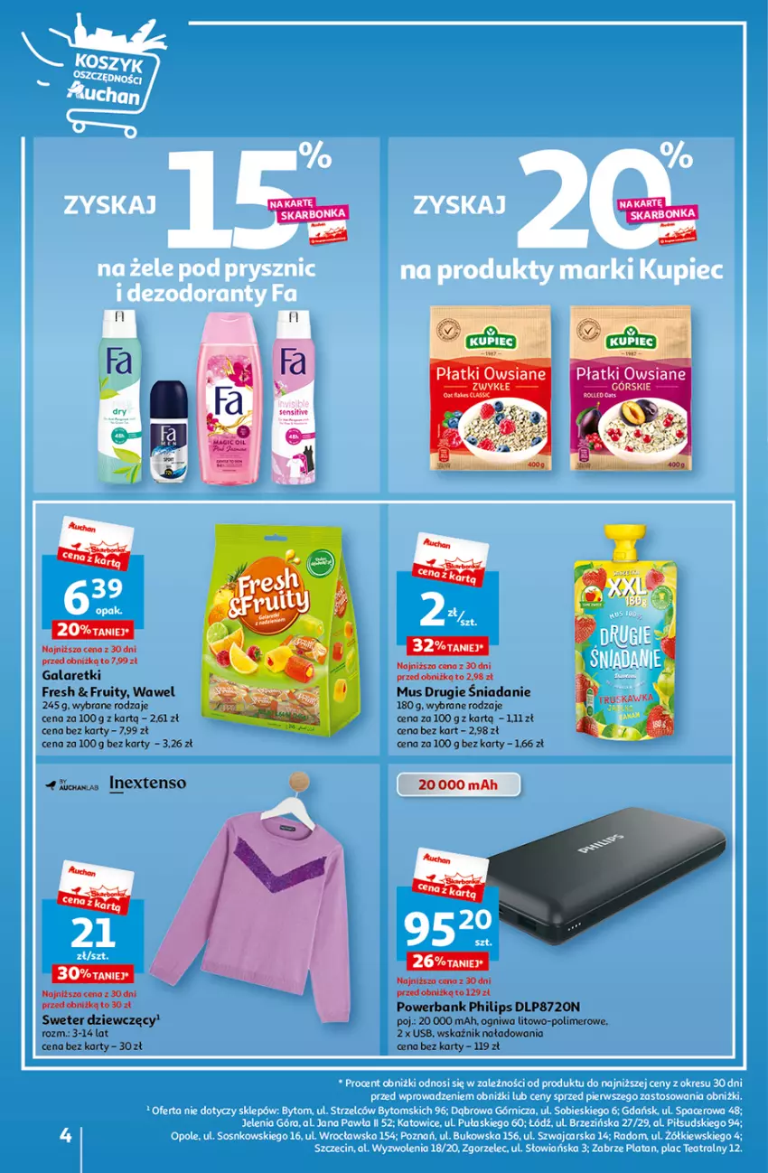 Gazetka promocyjna Auchan - Gazetka Tanie Zakupy Hipermarket Auchan - ważna 03.08 do 09.08.2023 - strona 4 - produkty: Acer, Cars, Gala, Galaretki, Mus, Philips, Powerbank, Sos, Sweter, Wawel