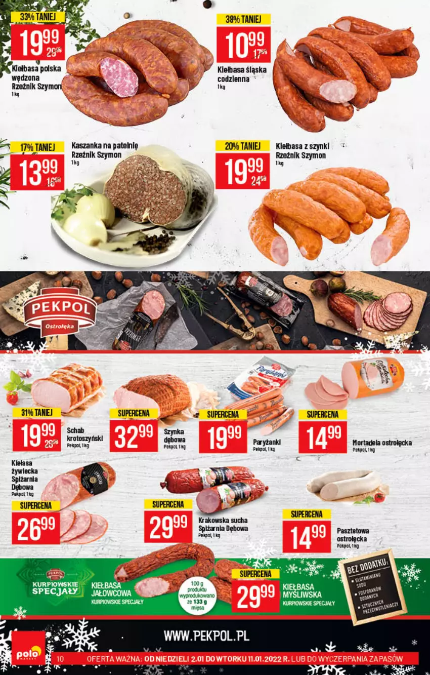 Gazetka promocyjna PoloMarket - Gazetka pomocyjna - ważna 02.01 do 11.01.2022 - strona 10 - produkty: Kasza, Kaszanka, Kiełbasa, Pekpol, Szynka