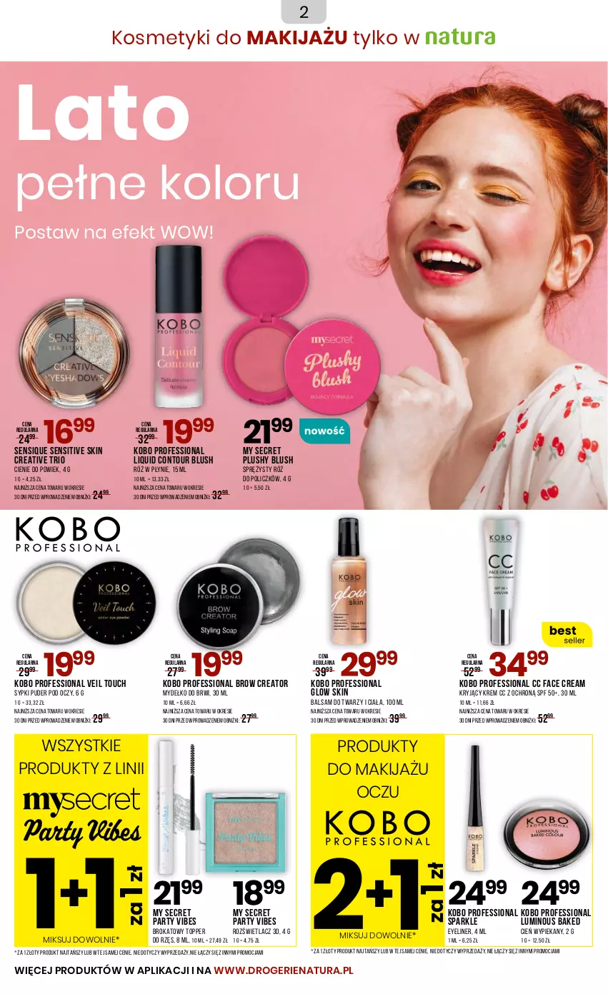 Gazetka promocyjna Drogerie Natura - Gazetka Drogerie Natura - ważna 23.07 do 03.08.2025 - strona 2 - produkty: Cień, Fa, KOBO, Makijaż, Produkty do makijażu, Puder, Róż do policzków, Rozświetlacz, Top