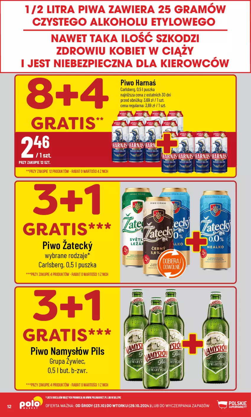 Gazetka promocyjna PoloMarket - Gazetka pomocyjna - ważna 23.10 do 29.10.2024 - strona 12 - produkty: Carlsberg, Harnaś, Namysłów, Piwo