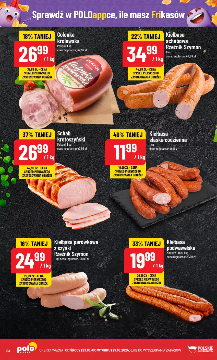 Gazetka promocyjna PoloMarket - Gazetka pomocyjna - ważna 23.10 do 29.10.2024 - strona 24 - produkty: Kiełbasa, Madej Wróbel