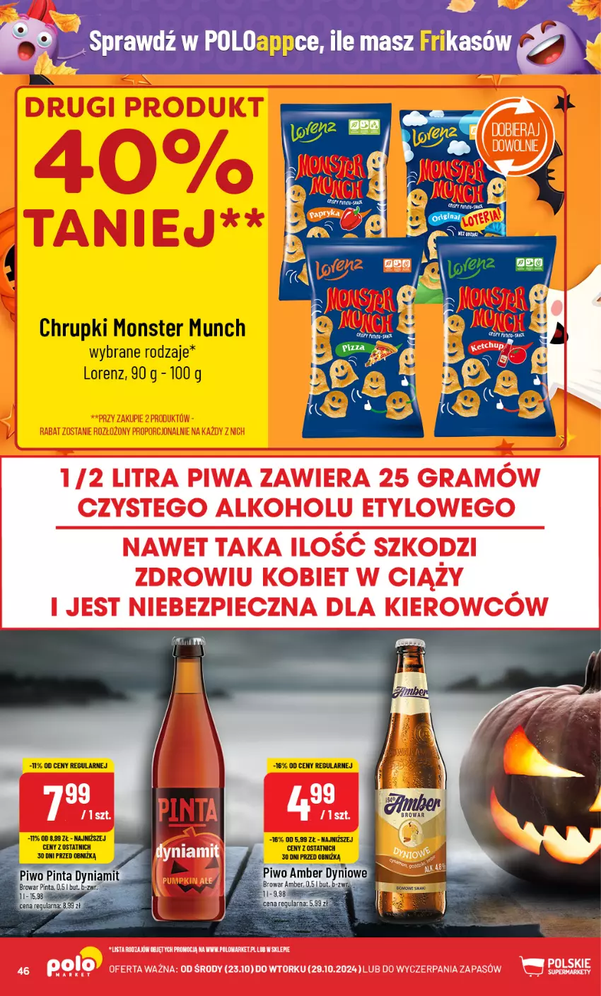 Gazetka promocyjna PoloMarket - Gazetka pomocyjna - ważna 23.10 do 29.10.2024 - strona 46 - produkty: Chrupki, Lorenz, Monster Munch