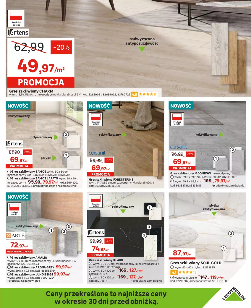 Gazetka promocyjna Leroy Merlin - Gazetka Leroy Merlin - ważna 14.04 do 09.05.2023 - strona 19 - produkty: Glazura, Gres, Gres szkliwiony, Kosz, Lack, Lazur, Listwa, Metro, Płytka, Por, Sport, Tran