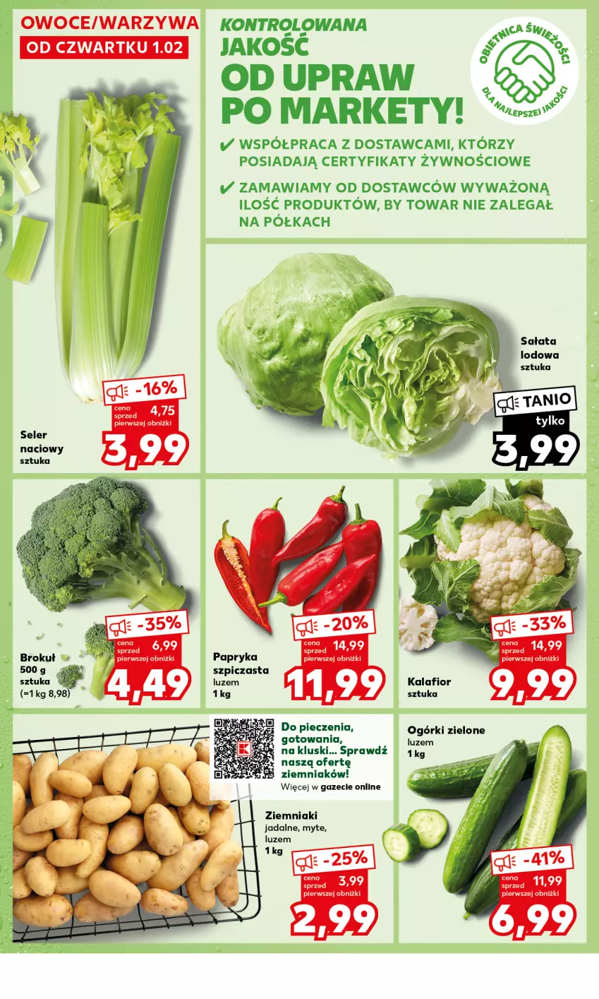 Gazetka promocyjna Kaufland - Mocny Start - ważna 05.02 do 07.02.2024 - strona 14 - produkty: Kalafior, Owoce, Papryka, Piec, Półka, Sałat, Sałata lodowa, Seler naciowy, Szpic, Warzywa, Ziemniaki