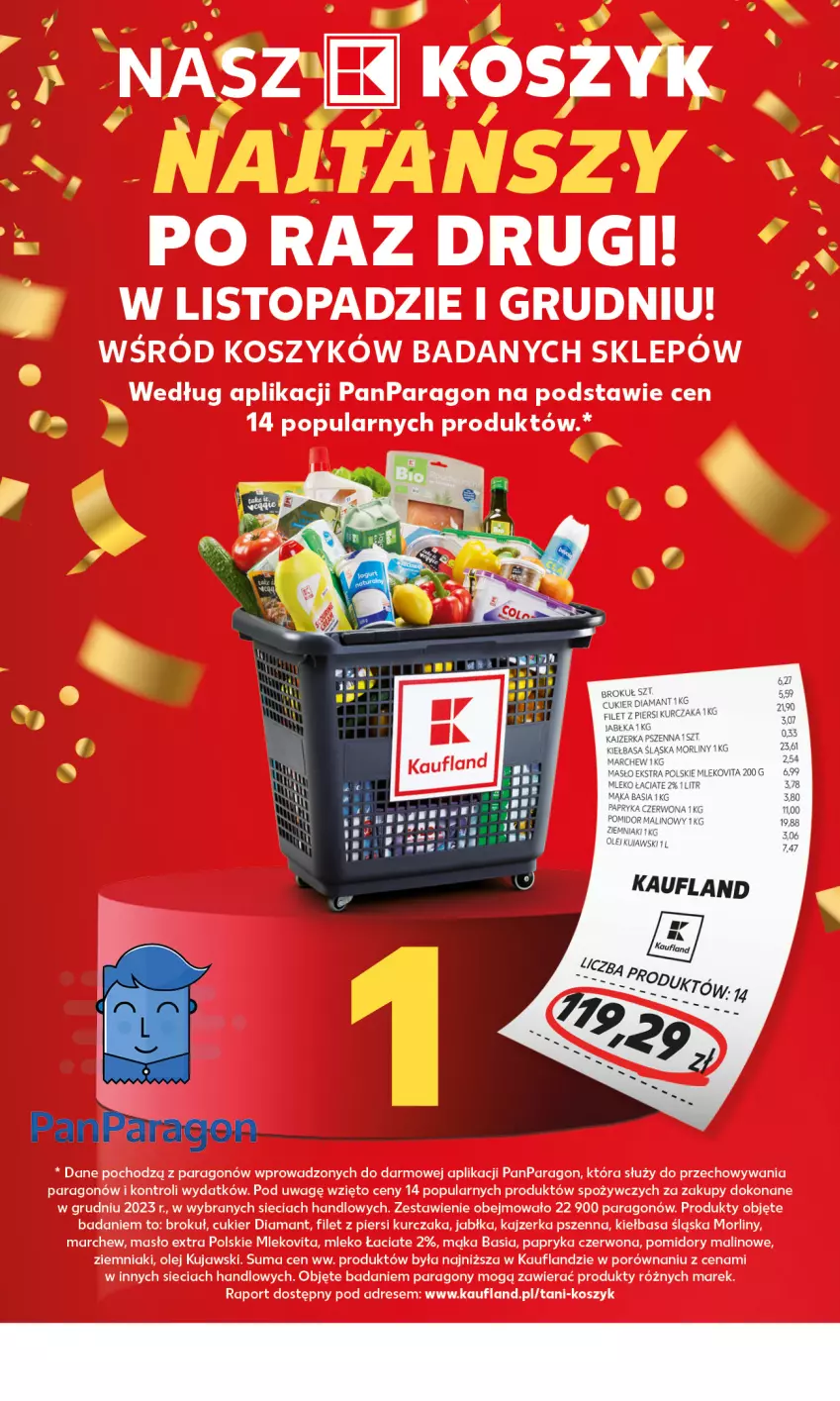 Gazetka promocyjna Kaufland - Mocny Start - ważna 05.02 do 07.02.2024 - strona 2 - produkty: Basia, Cukier, Diamant, Dres, Filet z piersi kurczaka, Jabłka, Kajzerka, Kajzerka pszenna, Kiełbasa, Kiełbasa śląska, Kosz, Kujawski, Kurczak, Masło, Mleko, Mlekovita, Morliny, Olej, Papryka, Papryka czerwona, Pomidory, Por, Top, Ziemniaki