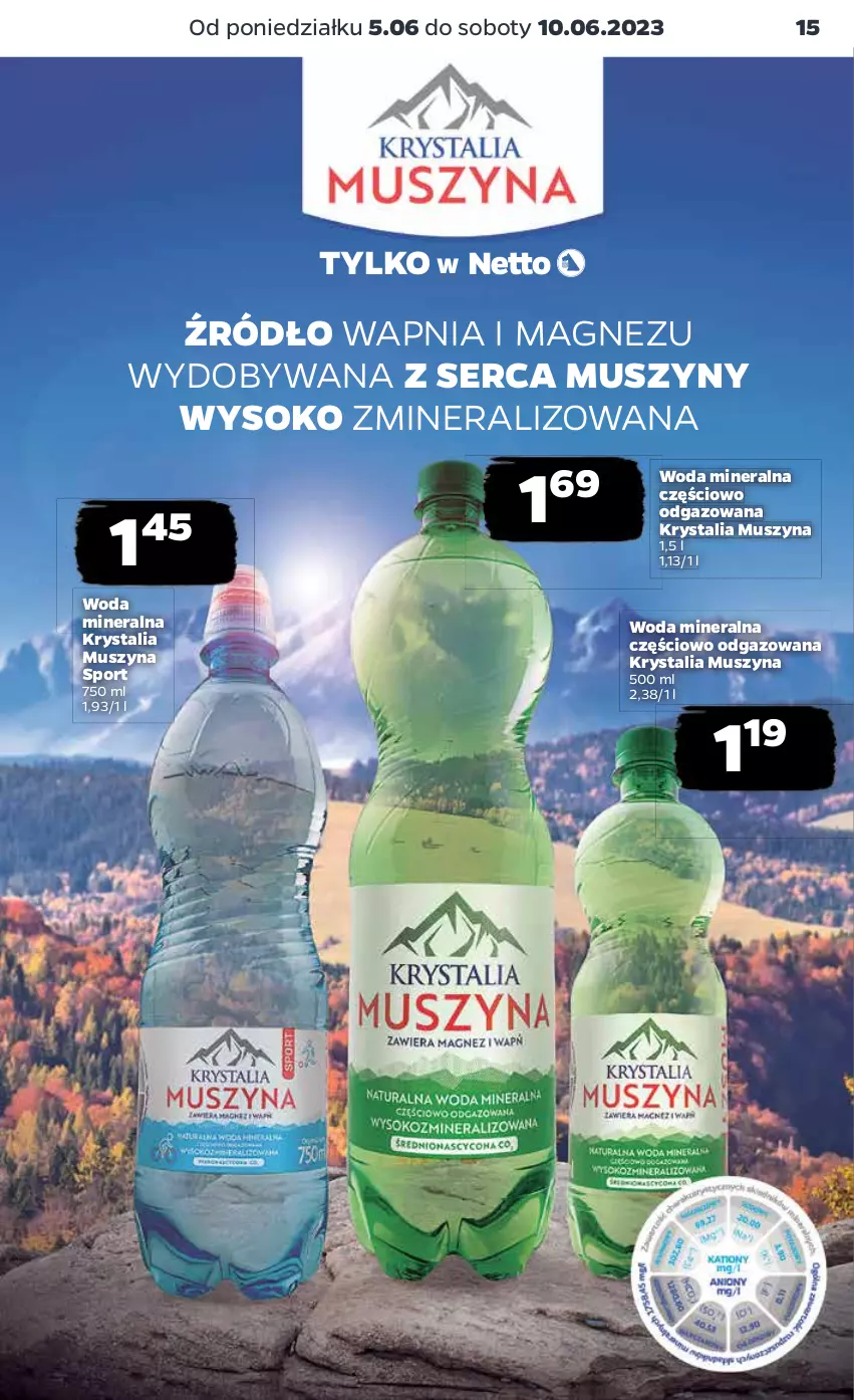 Gazetka promocyjna Netto - Artykuły spożywcze - ważna 05.06 do 10.06.2023 - strona 15 - produkty: Magnez, Mus, Por, Ser, Sok, Sport, Szyna, Szyny, Woda, Woda mineralna