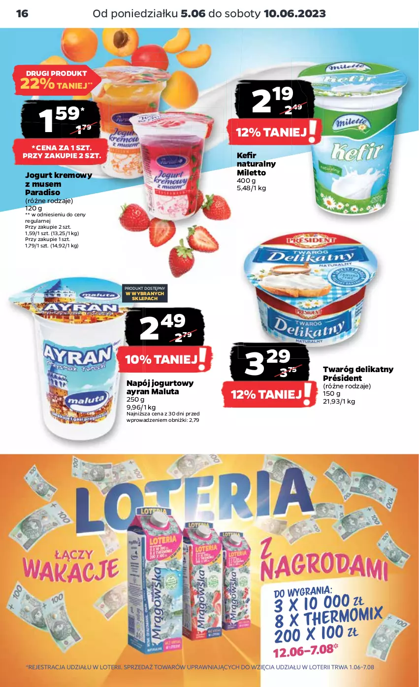 Gazetka promocyjna Netto - Artykuły spożywcze - ważna 05.06 do 10.06.2023 - strona 16 - produkty: Jogurt, Kefir, Kefir naturalny, Mus, Napój, Napój jogurtowy, Président, Twaróg, Twaróg delikatny