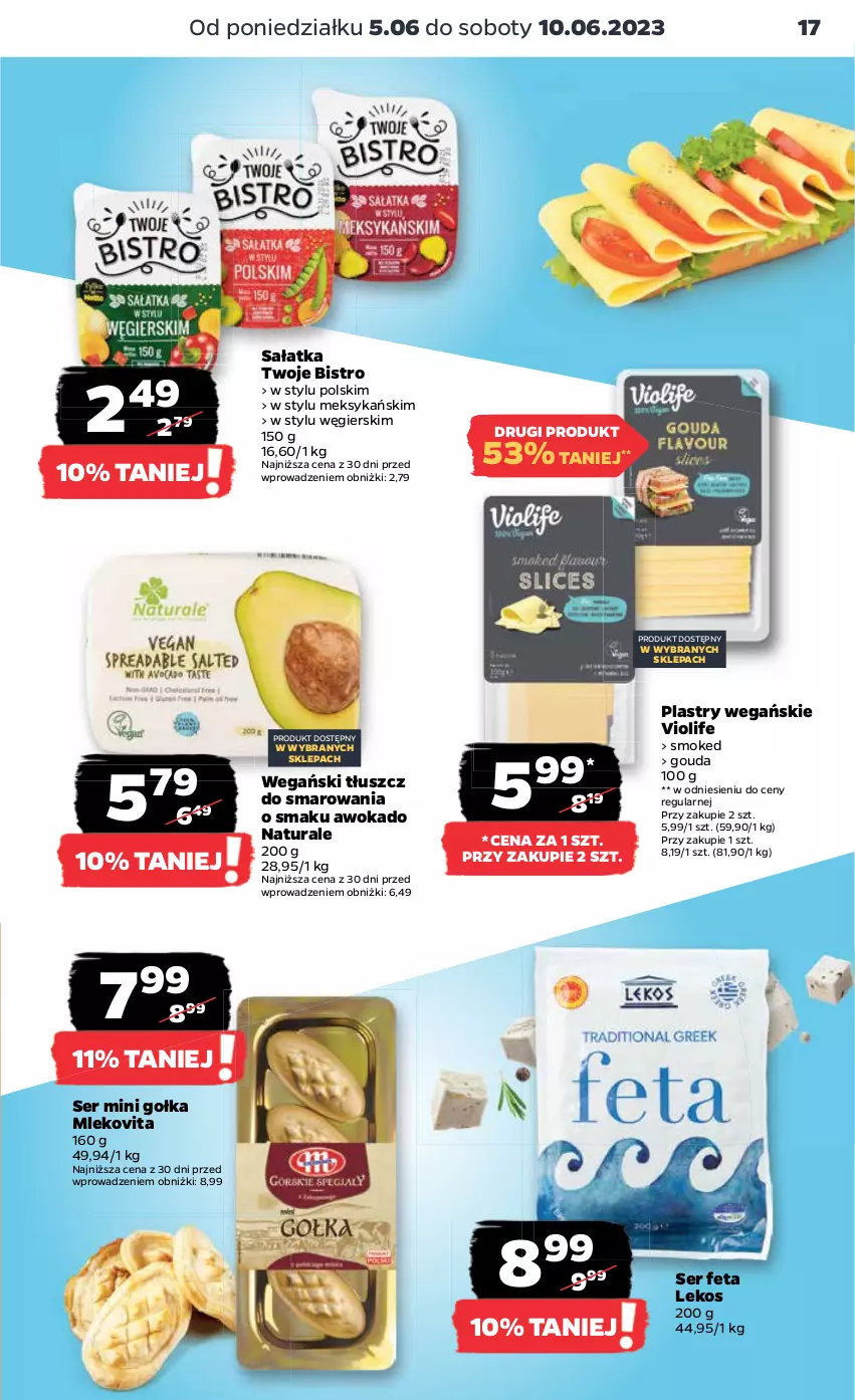 Gazetka promocyjna Netto - Artykuły spożywcze - ważna 05.06 do 10.06.2023 - strona 17 - produkty: Feta, Gouda, Mleko, Mlekovita, Sałat, Sałatka, Ser