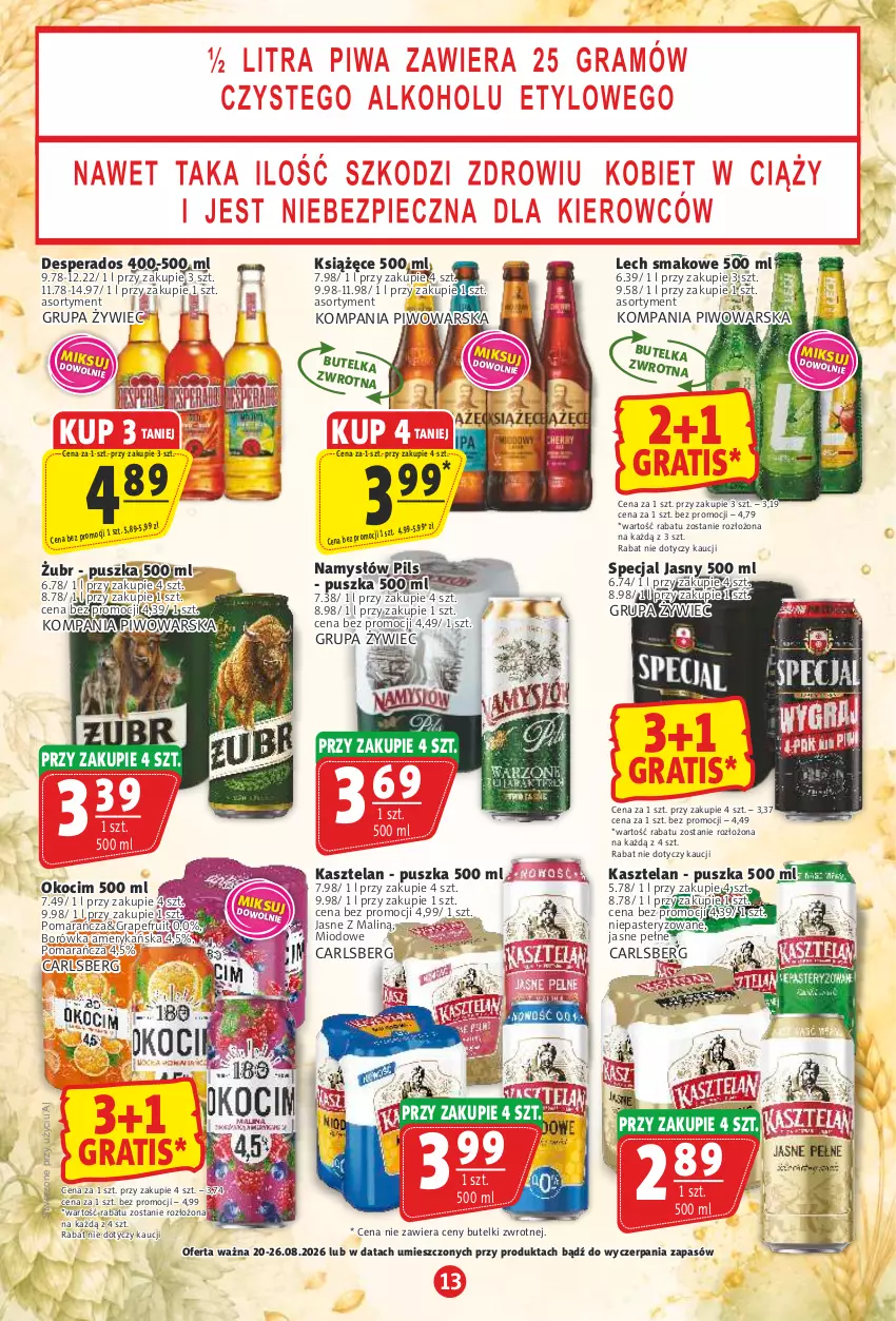 Gazetka promocyjna Prim Market - ważna 20.08 do 26.08.2026 - strona 13 - produkty: Borówka, Borówka amerykańska, Carlsberg, Desperados, Gra, Kasztelan, Koc, Książęce, Namysłów, Okocim, Piwo