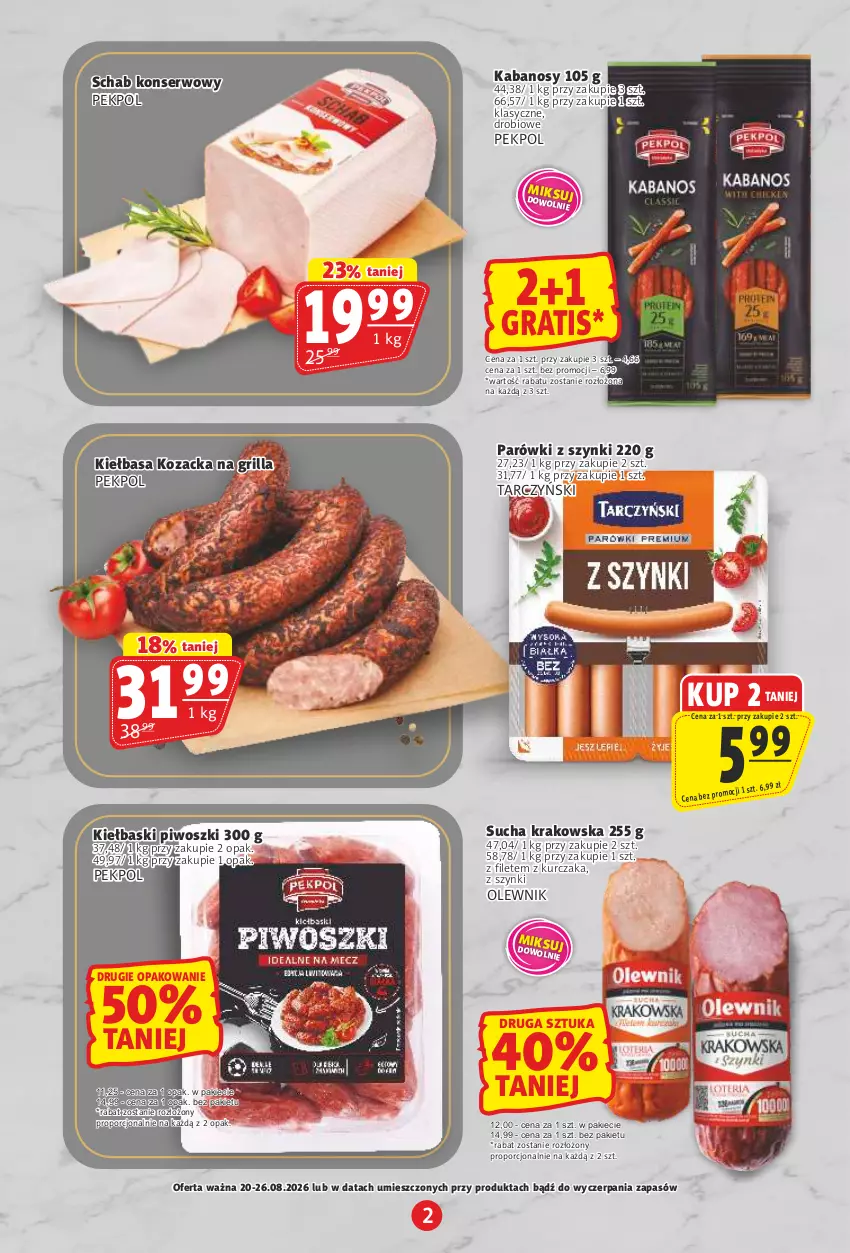 Gazetka promocyjna Prim Market - ważna 20.08 do 26.08.2026 - strona 2 - produkty: Gra, Grill, Kabanos, Kiełbasa, Kurczak, Olewnik, Parówki, Parówki z szynki, Pekpol, Piwo, Por, Ser, Tarczyński