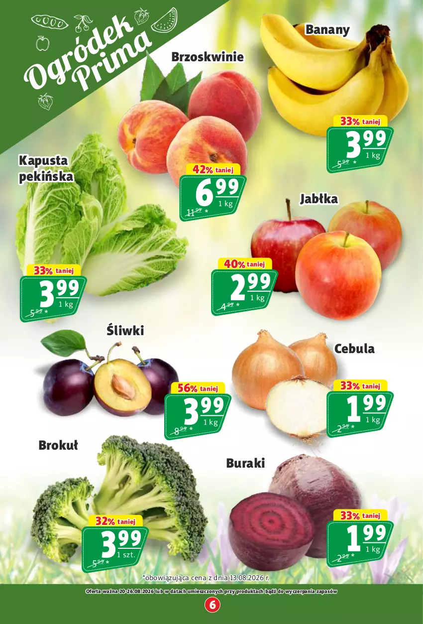 Gazetka promocyjna Prim Market - ważna 20.08 do 26.08.2026 - strona 6 - produkty: Banany, Brzoskwinie, Buraki, Cebula, Jabłka
