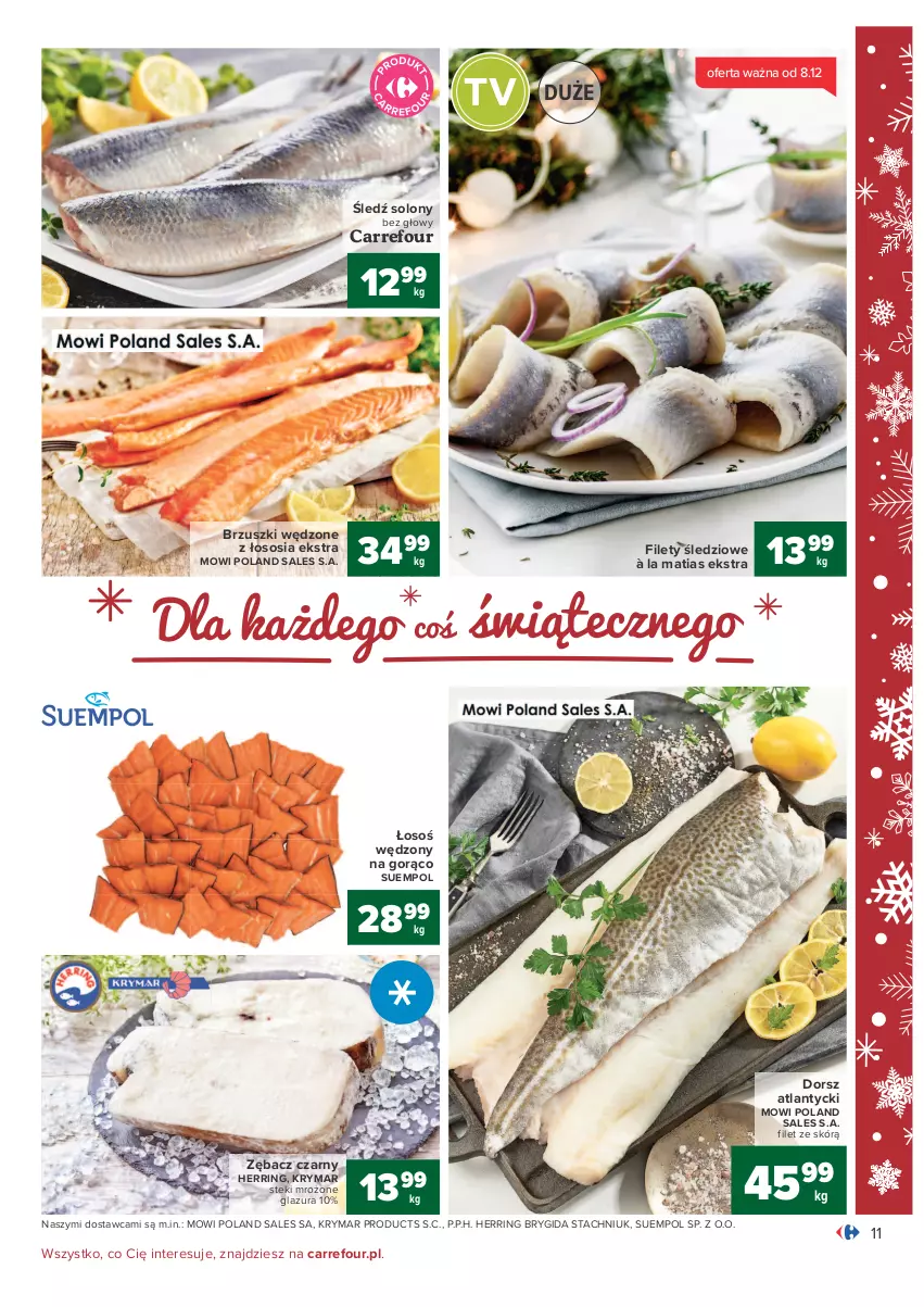 Gazetka promocyjna Carrefour - Gazetka Carrefour - ważna 07.12 do 12.12.2021 - strona 11 - produkty: Dorsz, Glazura, Lazur, Sos, Stek, Suempol