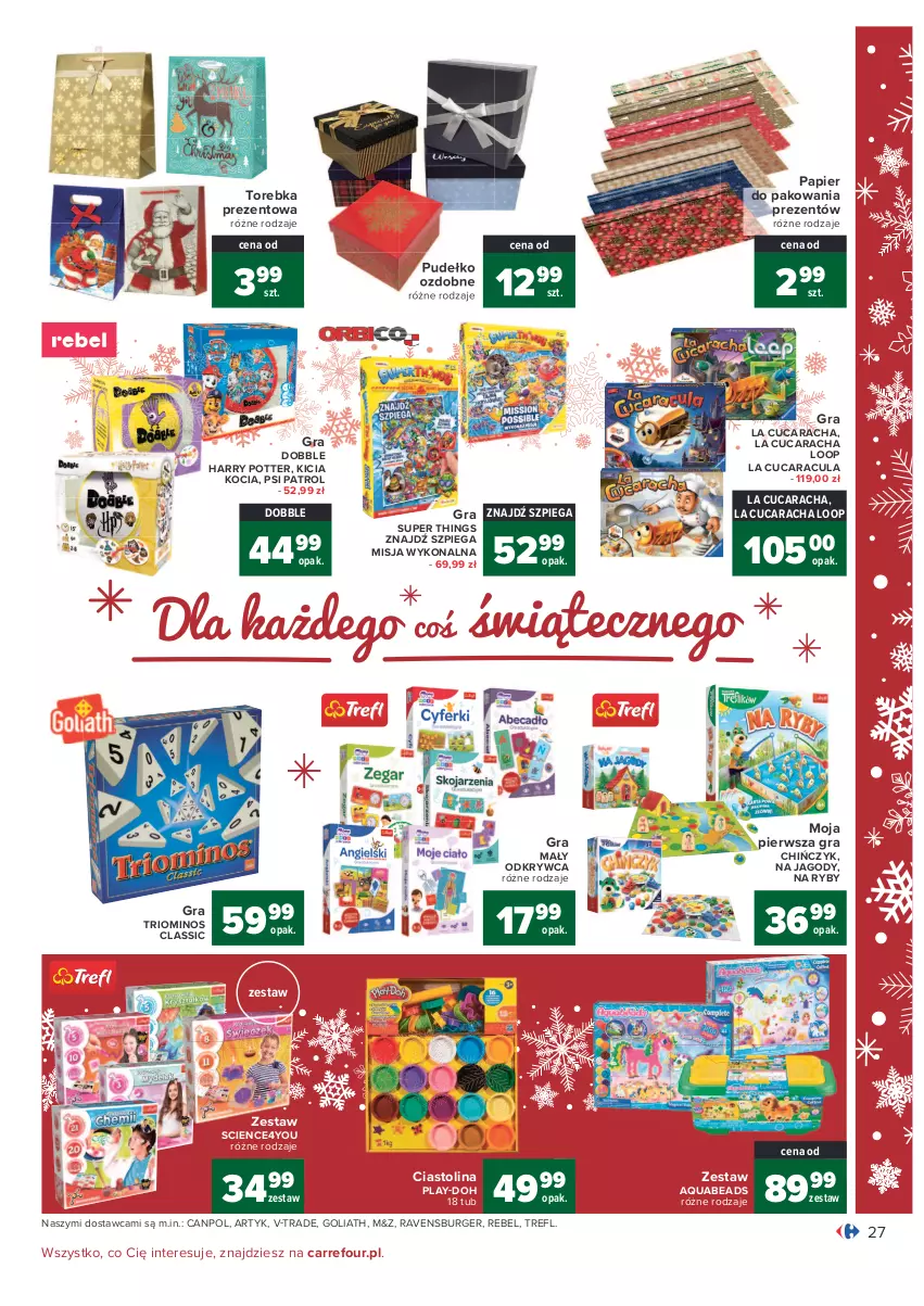 Gazetka promocyjna Carrefour - Gazetka Carrefour - ważna 07.12 do 12.12.2021 - strona 27 - produkty: Aquabeads, Burger, Canpol, Gra, Harry Potter, Jagody, Koc, La Cucaracula, Papier, Papier do pakowania, Play-Doh, Psi Patrol, Pudełko, Ravensburger, Torebka