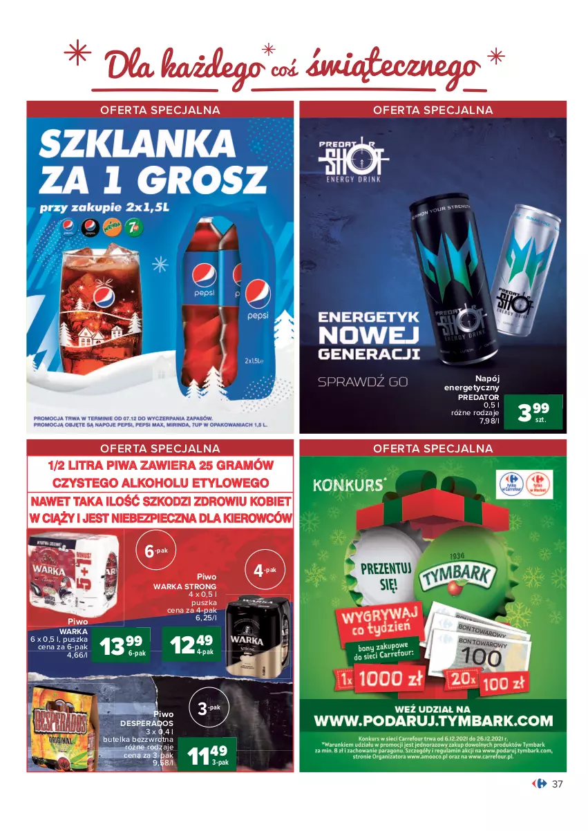 Gazetka promocyjna Carrefour - Gazetka Carrefour - ważna 07.12 do 12.12.2021 - strona 38 - produkty: Desperados, Gra, Napój, Napój energetyczny, Piec, Piwa, Piwo, Warka