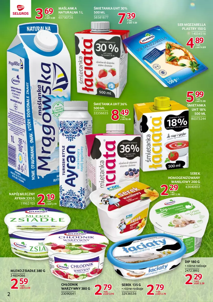 Gazetka promocyjna Selgros - Katalog Markowe Produkty - ważna 29.06 do 12.07.2023 - strona 2 - produkty: Maślanka, Mleko, Mleko zsiadłe, Mozzarella, Napój, Napój mleczny, Ser, Serek, Serek homogenizowany