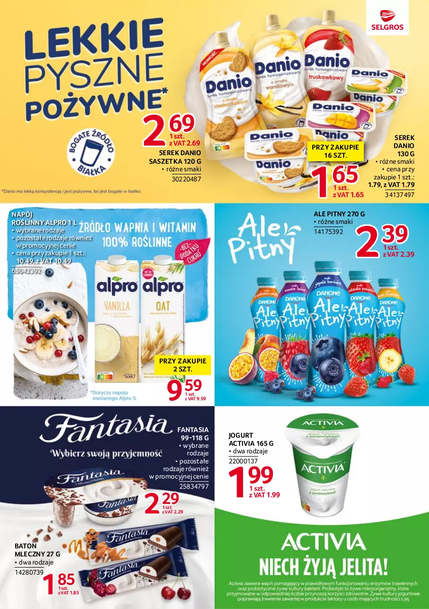 Gazetka promocyjna Selgros - Katalog Markowe Produkty - ważna 29.06 do 12.07.2023 - strona 3 - produkty: Activia, Alpro, Baton, Danio, Fa, Fanta, Jogurt, Napój, Napój roślinny, Ser, Serek