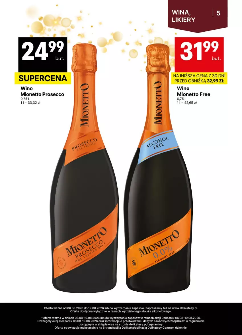 Gazetka promocyjna Delikatesy Centrum - Delibarek DC32-DC33 - ważna 06.08 do 19.08.2026 - strona 5 - produkty: Mionetto, Prosecco, Rama, Rum, Tran, Wino