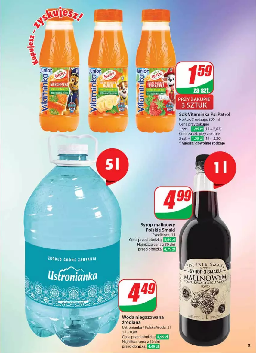 Gazetka promocyjna Dino - Gazetka 42 / 2024 - ważna 16.10 do 22.10.2024 - strona 5 - produkty: Hortex, Inka, LANA, Psi Patrol, Sok, Syrop, Woda, Woda niegazowana