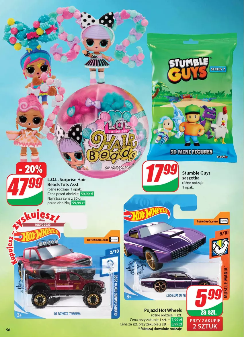 Gazetka promocyjna Dino - Gazetka 42 / 2024 - ważna 16.10 do 22.10.2024 - strona 56 - produkty: Hot Wheels, L.O.L., Pojazd, Toyo