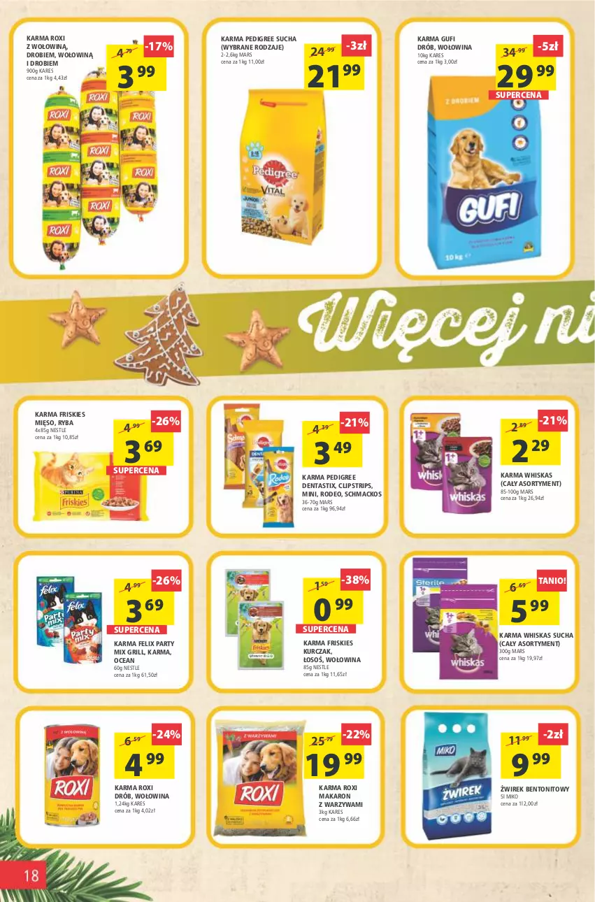 Gazetka promocyjna Arhelan - Gazetka - ważna 03.12 do 12.12.2021 - strona 18 - produkty: Drób, Felix, Friskies, Grill, Kurczak, Makaron, Mars, Mięso, Pedigree, Ryba, Warzywa, Whiskas, Wołowina