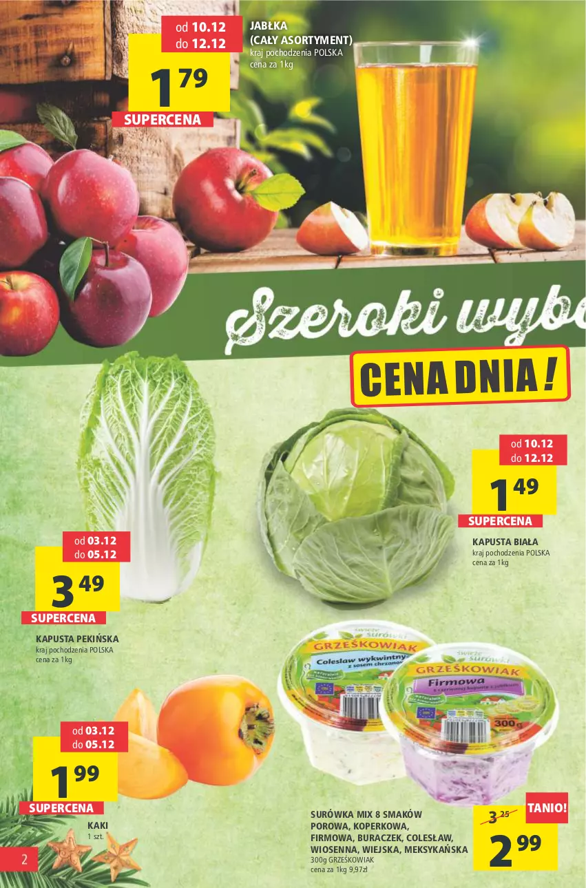 Gazetka promocyjna Arhelan - Gazetka - ważna 03.12 do 12.12.2021 - strona 2 - produkty: Jabłka, Kaki, Por, Surówka