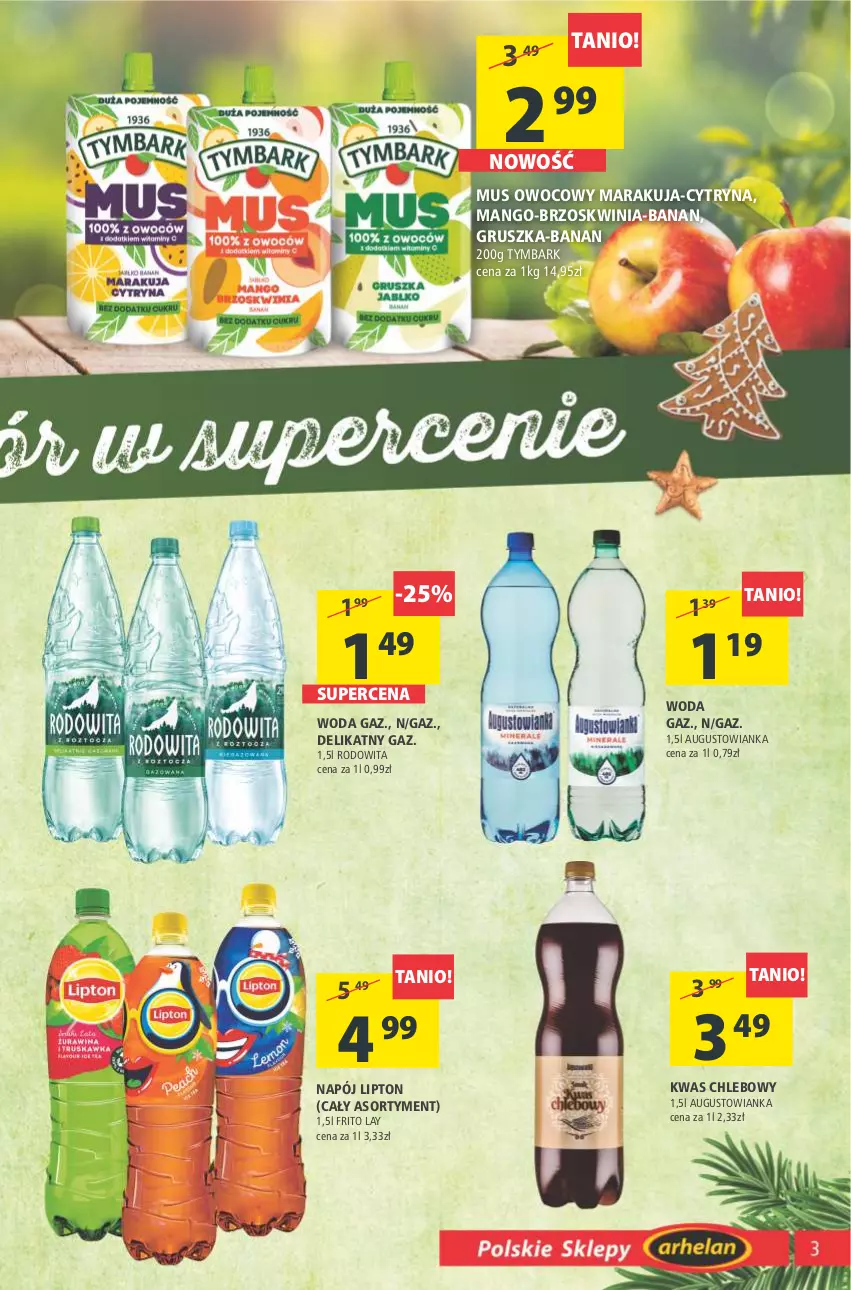 Gazetka promocyjna Arhelan - Gazetka - ważna 03.12 do 12.12.2021 - strona 3 - produkty: Chleb, Lipton, Mango, Mus, Napój, Tymbark, Woda