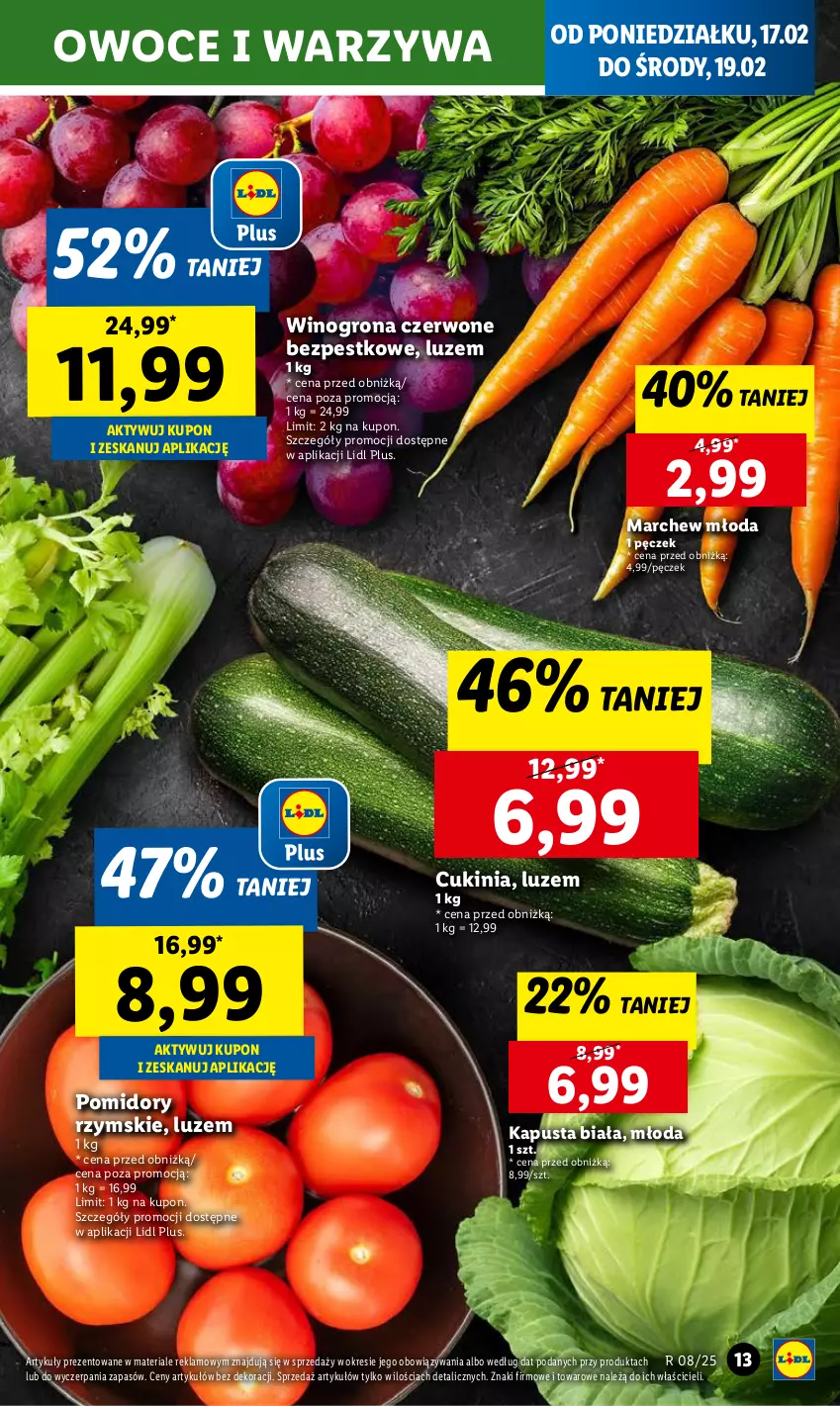 Gazetka promocyjna Lidl - GAZETKA - ważna 17.02 do 19.02.2025 - strona 15 - produkty: Owoce, Pomidory, Warzywa, Wino, Winogrona