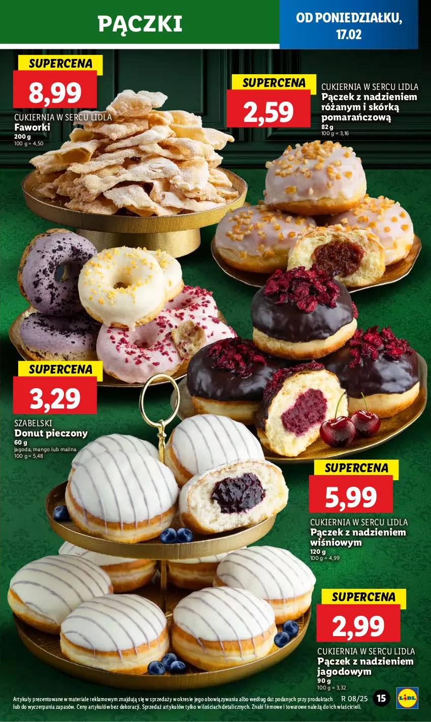 Gazetka promocyjna Lidl - GAZETKA - ważna 17.02 do 19.02.2025 - strona 17 - produkty: Cukier, Donut, Fa, Faworki, Mango, Pączek, Piec, Róża, Ser