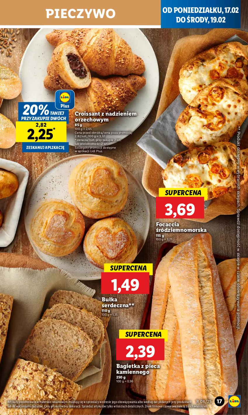 Gazetka promocyjna Lidl - GAZETKA - ważna 17.02 do 19.02.2025 - strona 19 - produkty: Bagietka, Bułka, Croissant, Focaccia, Piec, Pieczywo, Ser