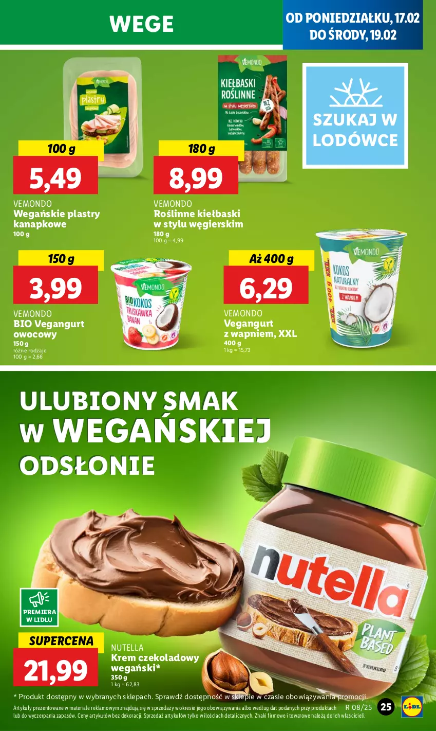 Gazetka promocyjna Lidl - GAZETKA - ważna 17.02 do 19.02.2025 - strona 27 - produkty: Nutella, Roślinne kiełbaski, Vegangurt