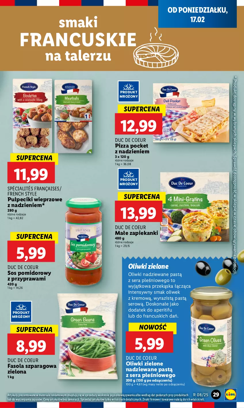 Gazetka promocyjna Lidl - GAZETKA - ważna 17.02 do 19.02.2025 - strona 31 - produkty: Fa, Fasola, Fasola szparagowa, Oliwki, Oliwki zielone, Pizza, Ser, Sos, Sos pomidorowy, Talerz