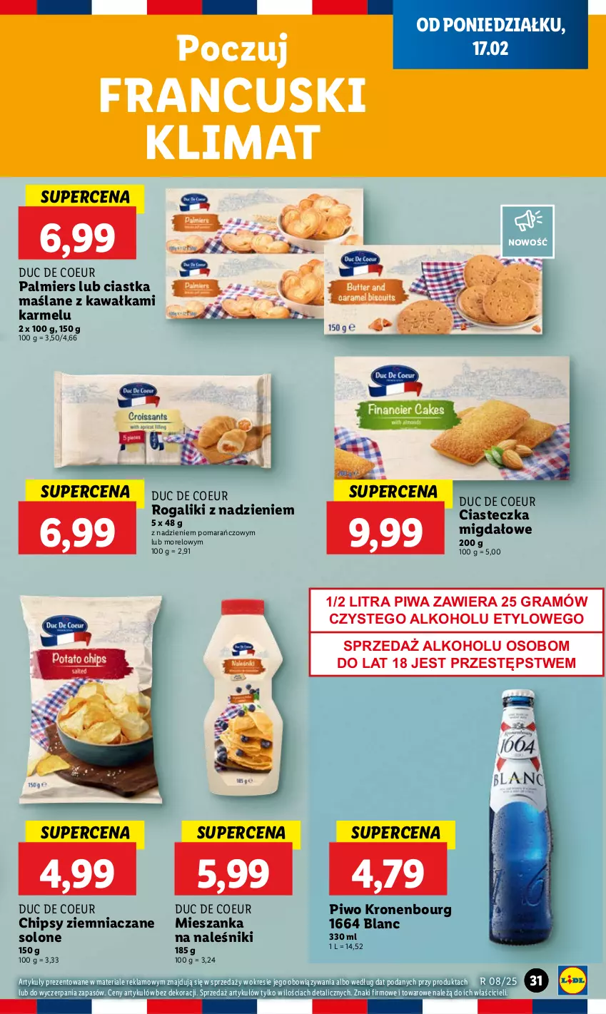 Gazetka promocyjna Lidl - GAZETKA - ważna 17.02 do 19.02.2025 - strona 33 - produkty: Chipsy, Ciastka, Gra, Kawa, Naleśniki, Piwa, Piwo, Rogal