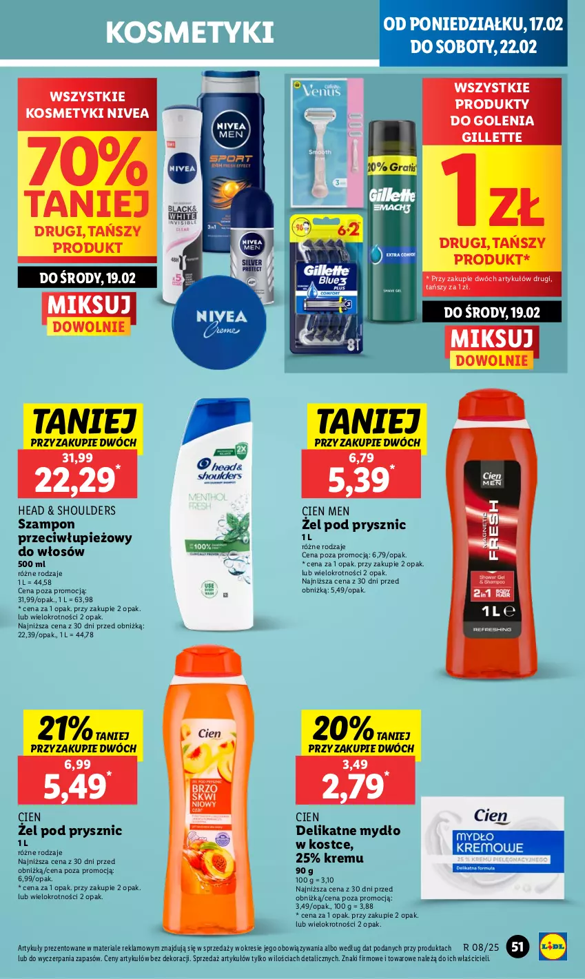 Gazetka promocyjna Lidl - GAZETKA - ważna 17.02 do 19.02.2025 - strona 53 - produkty: Gillette, Mydło, Nivea, Szampon