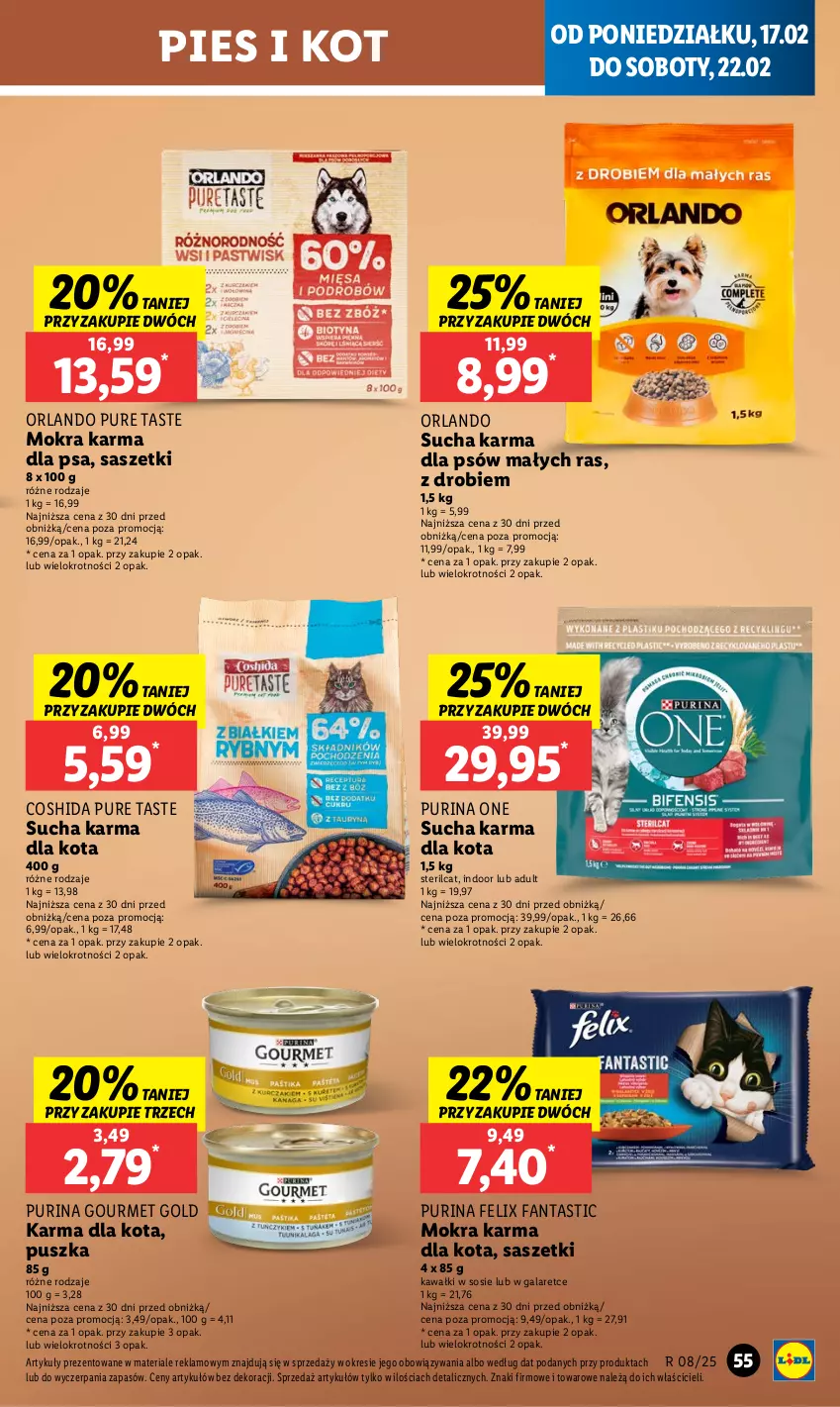 Gazetka promocyjna Lidl - GAZETKA - ważna 17.02 do 19.02.2025 - strona 57 - produkty: Fa, Fanta, Felix, Gala, Gourmet Gold, Kawa, Mokra karma, Pur, Purina, Sos, Sucha karma