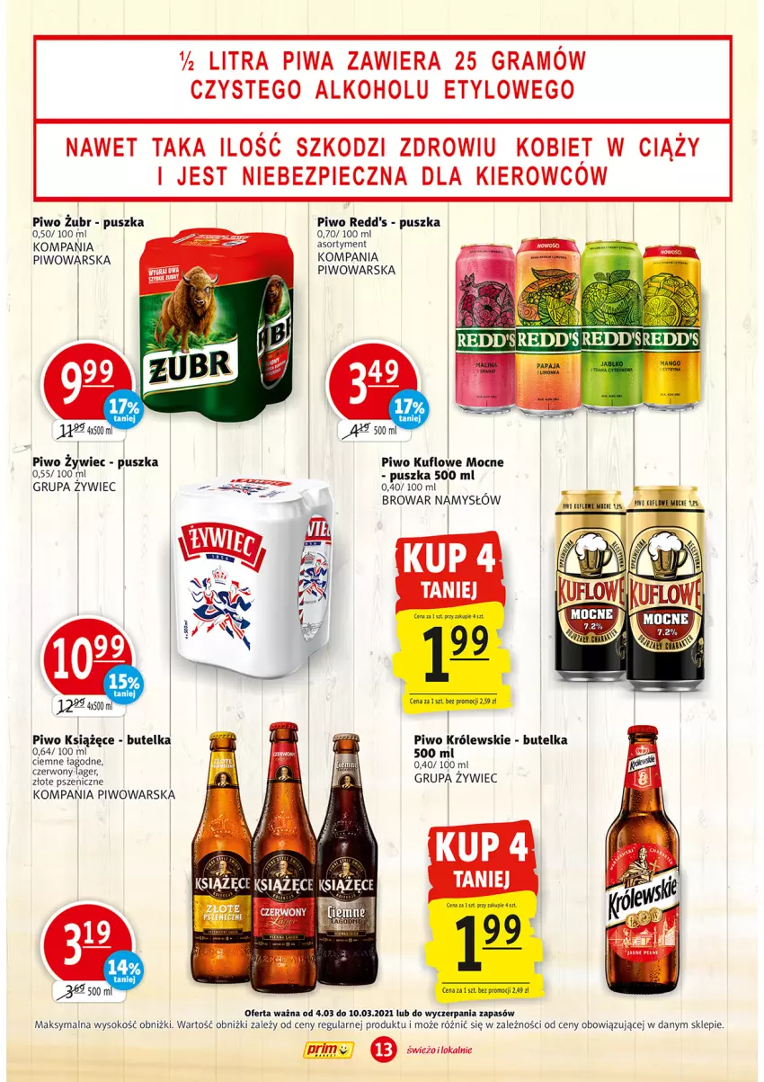 Gazetka promocyjna Prim Market - Gazetka - ważna 04.03 do 10.03.2021 - strona 13 - produkty: Gra, Królewski, Książęce, Namysłów, Piec, Piwa, Piwo, Redd's, Sok