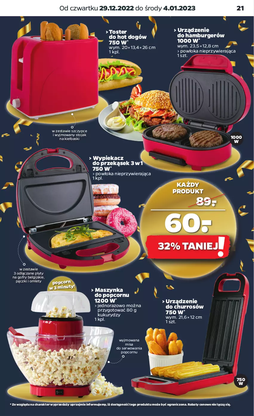 Gazetka promocyjna Netto - Akcesoria i dodatki - ważna 29.12.2022 do 04.01.2023 - strona 5 - produkty: Burger, Gofry, Gra, Hamburger, Hot dog, LG, Maszynka, Nuty, Popcorn, Ser, Stojak, Szczypce, Szynka, Toster