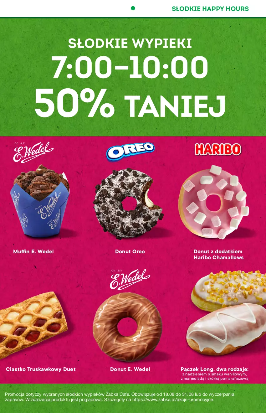 Gazetka promocyjna Żabka - ważna 25.08 do 31.08.2021 - strona 14 - produkty: Donut, E. Wedel, Hama, Haribo, Mola, Oreo, Pączek