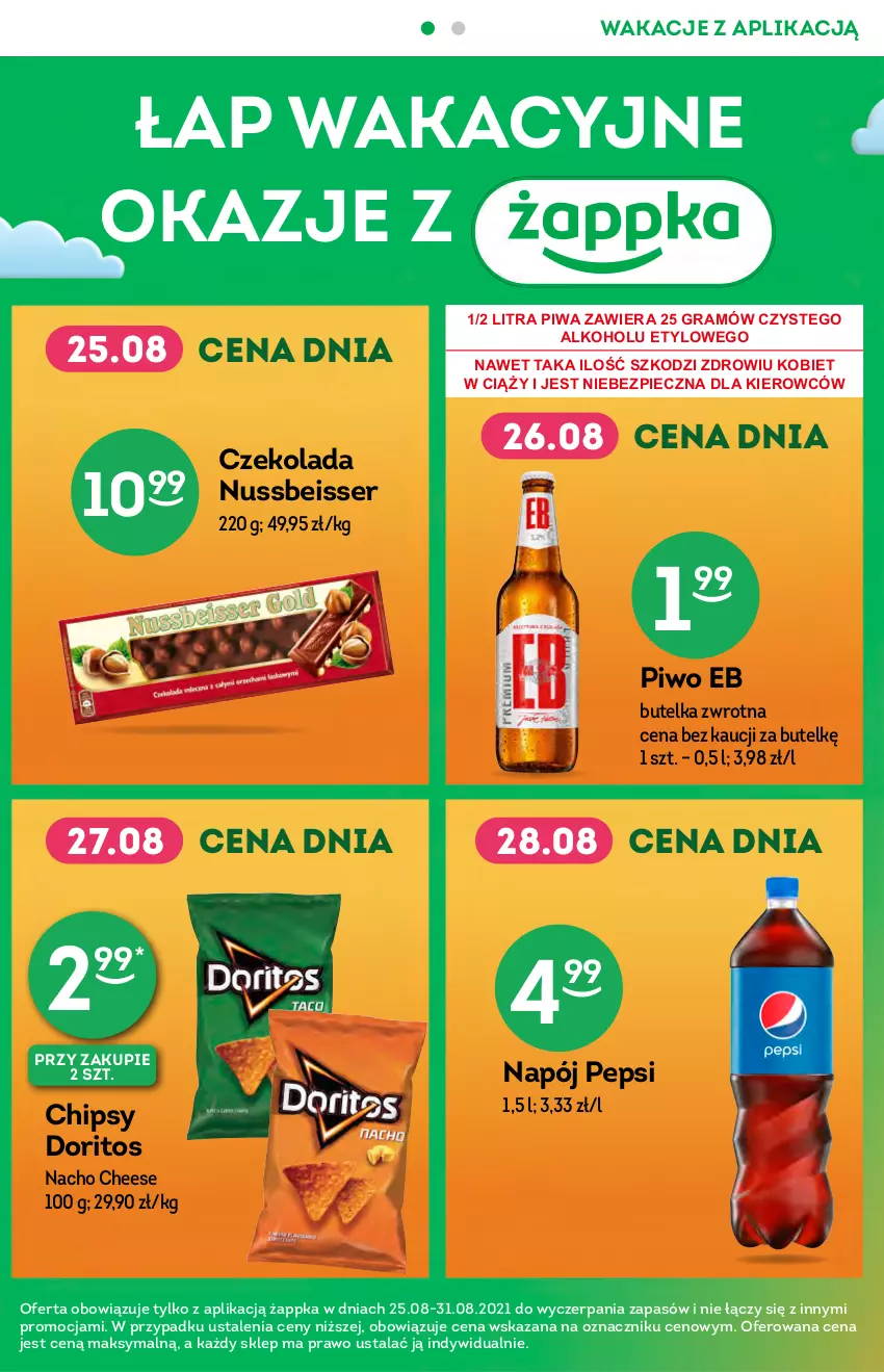 Gazetka promocyjna Żabka - ważna 25.08 do 31.08.2021 - strona 6 - produkty: Chipsy, Czekolada, Gra, Napój, Pepsi, Piec, Piwa, Piwo, Ser